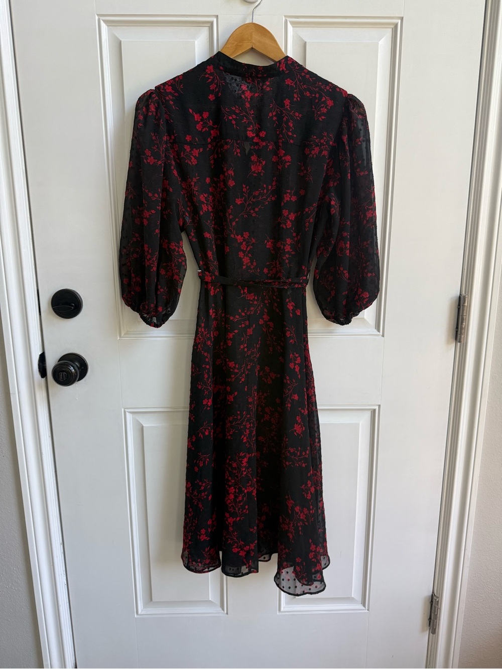 Nanette Lepore Black Sheer Overlay Dress Red Floral Romantic Goth witchy cottage - Picture 2 of 9